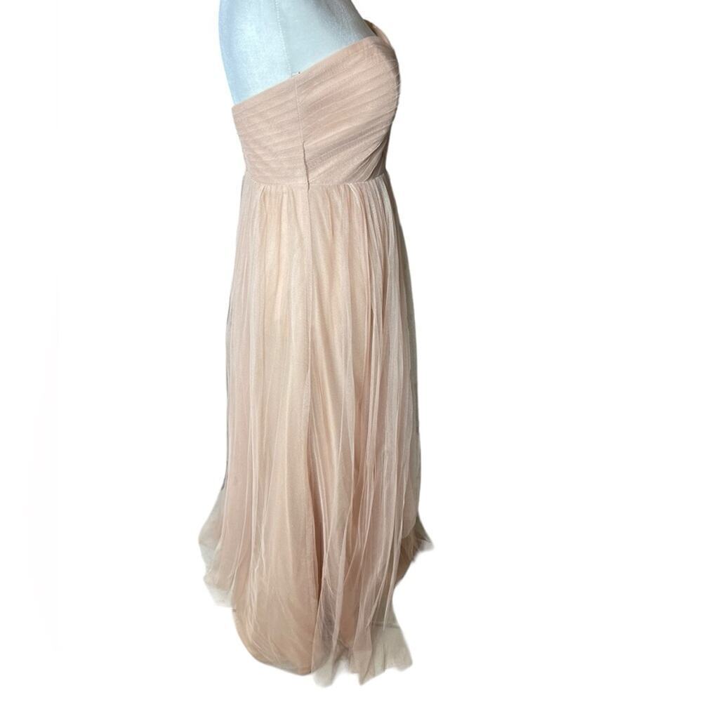 Jenny Yoo Strapless Blush Chiffon Maxi Dress Size 4 Bridesmaid Prom Fairycore - Picture 4 of 16